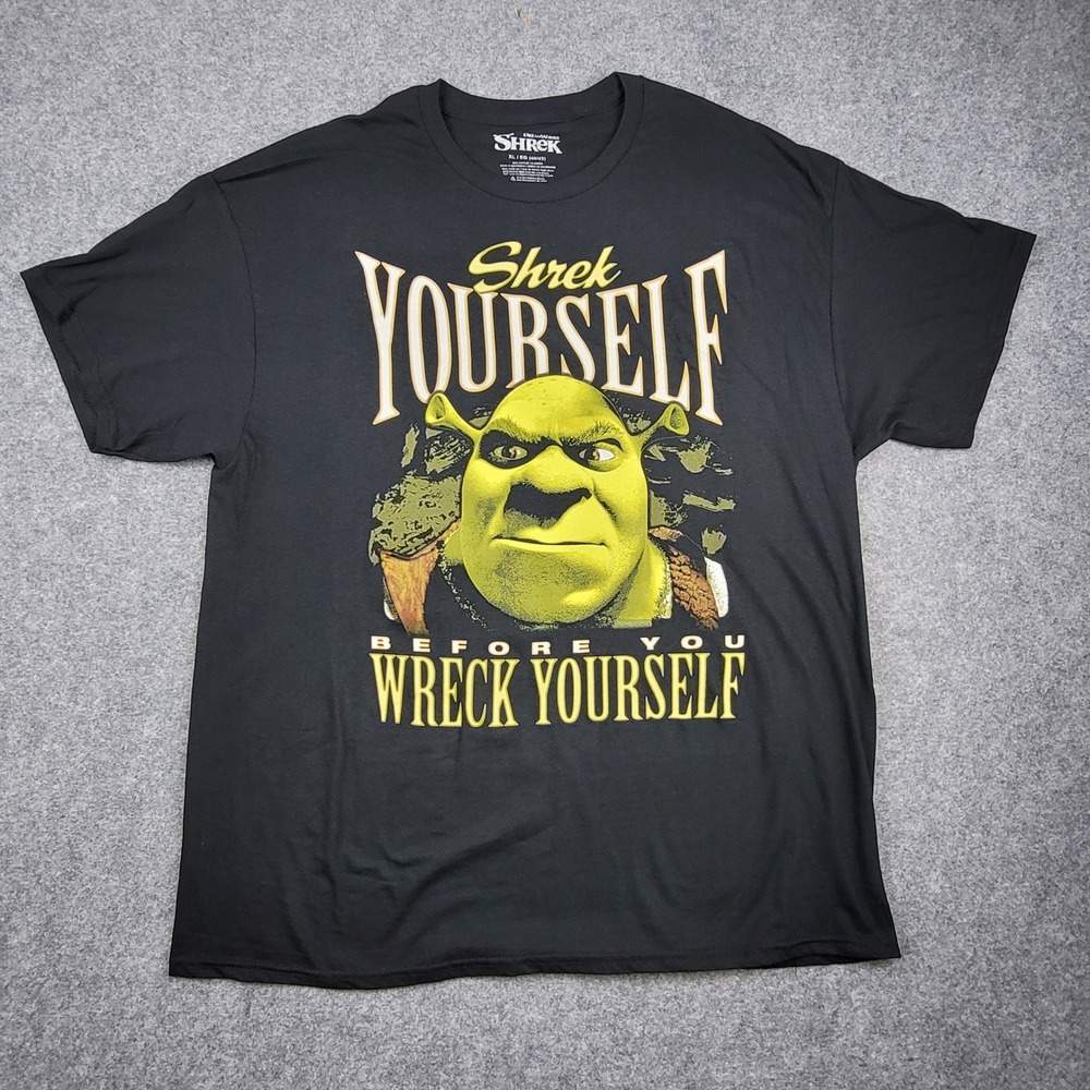 DreamWorks Shrek Yourself T Shirt Mens XL Black Graphic Tee Short Sleeve